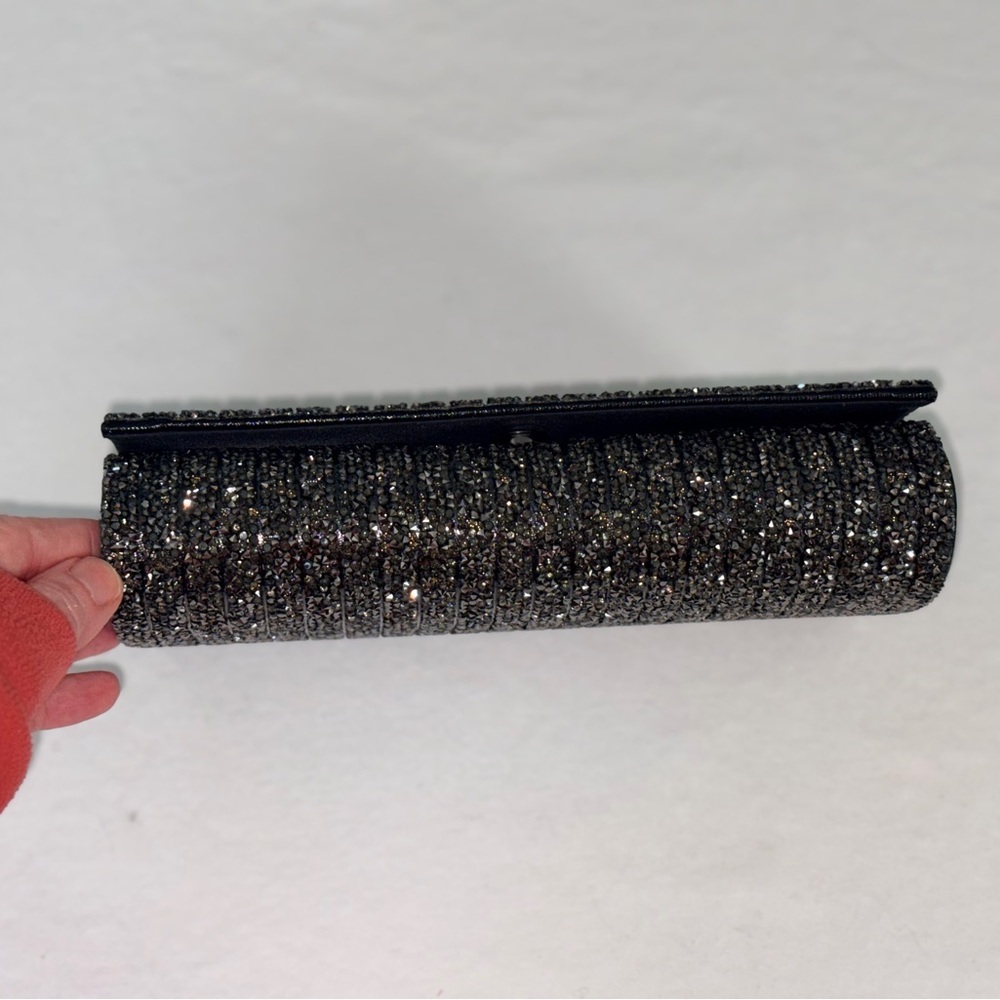Black/Silver Glitter Evening Clutch - Picture 2 of 10